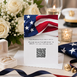 PATRIOTISCHE Amerikaanse Vlag Trouw QR-code Antwoo RSVP Kaartje