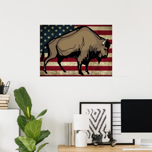 PATRIOTISCHE BUFFALO POSTER ART (Thuiskantoor)