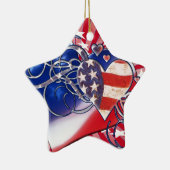 PATRIOTISCHE HART STARBURST 4 JULI KERAMISCH ORNAMENT (Rechts)