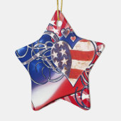 PATRIOTISCHE HART STARBURST 4 JULI KERAMISCH ORNAMENT (Links)