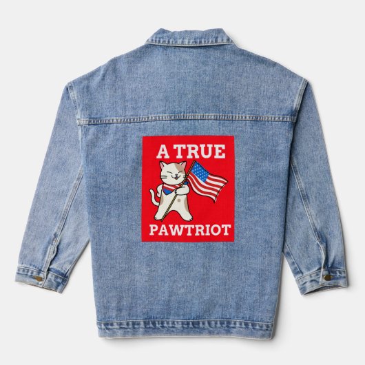 PATRIOTISCHE KAT EEN ECHTE PAWTRIOOT DENIM JACKET (Achterkant)
