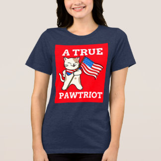 PATRIOTISCHE KATTEN T-SHIRTS, EEN ECHTE POOTRIOTT Tri-Blend SHIRT