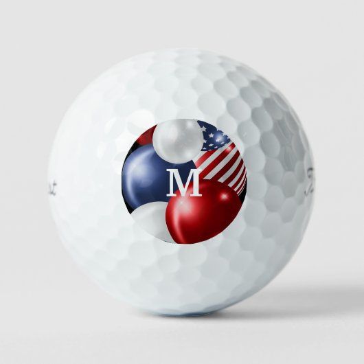 PATRIOTISCHE MONOGRAM WHITE BALLS GOLFBALLEN (Voorkant)