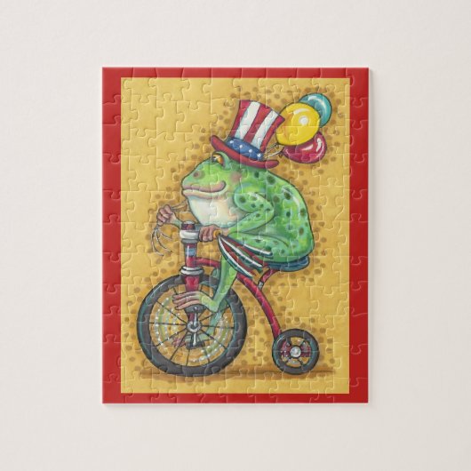 PATRIOTISCHE OOM SAM BULLFROG, FIETS LEGPuzzel (Verticaal)