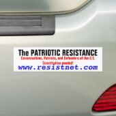 PATRIOTISCHE RESISTENTIE, conservatieven, patriot Bumpersticker (Op auto)