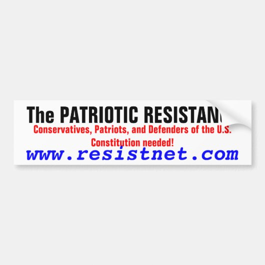 PATRIOTISCHE RESISTENTIE, conservatieven, patriot Bumpersticker (Voorkant)