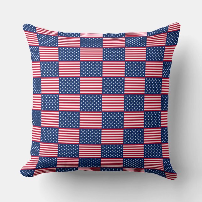 PATRIOTISCHE RODE WITTE BLAUWE AMERIKAANSE STRIPEN KUSSEN (Voorkant)