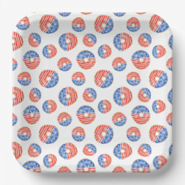 PATRIOTISCHE RODE WITTE BLAUWE DONUTEN PAPIEREN BORDJE