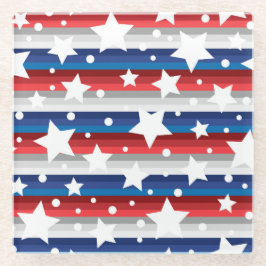 PATRIOTISCHE RODE WITTE BLAUWE DRUKSTARS GLAZEN ONDERZETTER