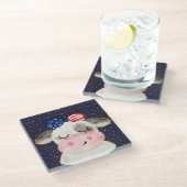 PATRIOTISCHE RODE WITTE BLAUWE KOE GLAZEN ONDERZETTER (Schuin)