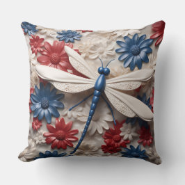 PATRIOTISCHE RODE WITTE BLAUWE LIBELLEN & BLOEMEN KUSSEN