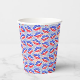 PATRIOTISCHE RODE WITTE BLAUWE LIPPEN PAPIEREN BEKERS