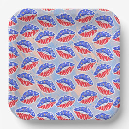 PATRIOTISCHE RODE WITTE BLAUWE LIPS PAPIEREN BORDJE