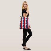 PATRIOTISCHE RODE WITTE BLAUWE STARS EN STRIPEN TOTE BAG (Op model)