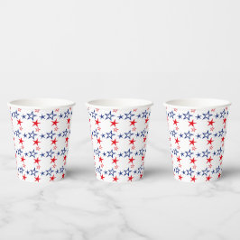 PATRIOTISCHE RODE WITTE BLAUWE STARS PAPIEREN BEKERS