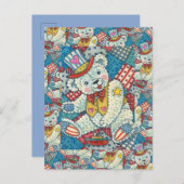 PATRIOTISCHE TEDDY BEAR, BOAT & PATCHWORK QUILT BRIEFKAART (Voorkant / Achterkant)