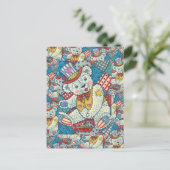 PATRIOTISCHE TEDDY BEAR, BOAT & PATCHWORK QUILT BRIEFKAART (Staand voorkant)