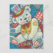 PATRIOTISCHE TEDDY BEAR, BOAT & PATCHWORK QUILT BRIEFKAART (Voorkant)