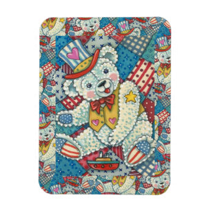 PATRIOTISCHE TEDDY BEAR, BOAT & PATCHWORK QUILT MAGNEET