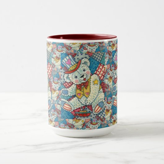 PATRIOTISCHE TEDDY BEAR, BOAT & PATCHWORK QUILT MOK (Midden)