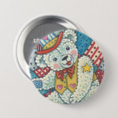 PATRIOTISCHE TEDDY BEAR en PATCHWORD BUTTON Round (Voorkant /achterkant)
