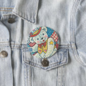 PATRIOTISCHE TEDDY BEAR en PATCHWORD BUTTON Round (In situ)