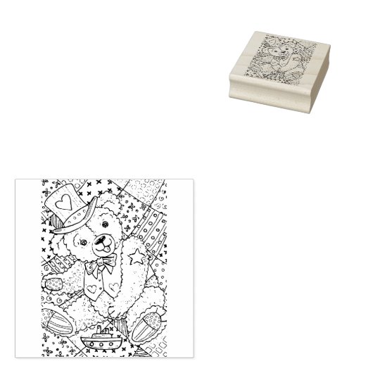 PATRIOTISCHE TEDDY BEAR, PATCHWORK QUILT RUBBER ST RUBBERSTEMPEL (Gestempeld)