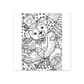 PATRIOTISCHE TEDDY BEAR, PATCHWORK QUILT RUBBER ST RUBBERSTEMPEL