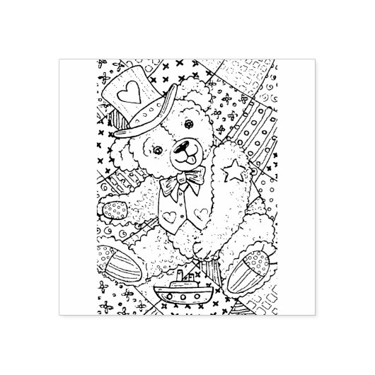 PATRIOTISCHE TEDDY BEAR, PATCHWORK QUILT RUBBER ST RUBBERSTEMPEL (Afrduk)