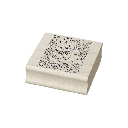 PATRIOTISCHE TEDDY BEAR, PATCHWORK QUILT RUBBER ST RUBBERSTEMPEL (Stempel)