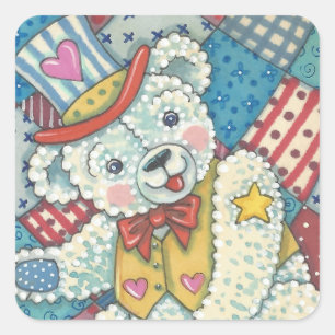 PATRIOTISCHE TEDDY BEAR, QUILT STICKERS Square *Sh