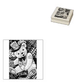 PATRIOTISCHE TEDDYBEER PATCHWORK DEKEN RUBBER STEM RUBBERSTEMPEL (Gestempeld)