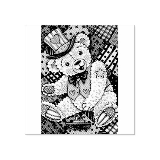 PATRIOTISCHE TEDDYBEER PATCHWORK DEKEN RUBBER STEM RUBBERSTEMPEL (Afrduk)