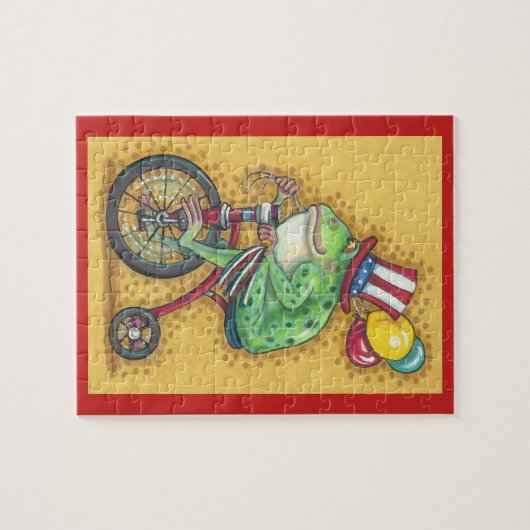 PATRIOTISCHE UNCLE SAM BULLFROG, BICYCLE PUZZZLE LEGPUZZEL (Horizontaal)