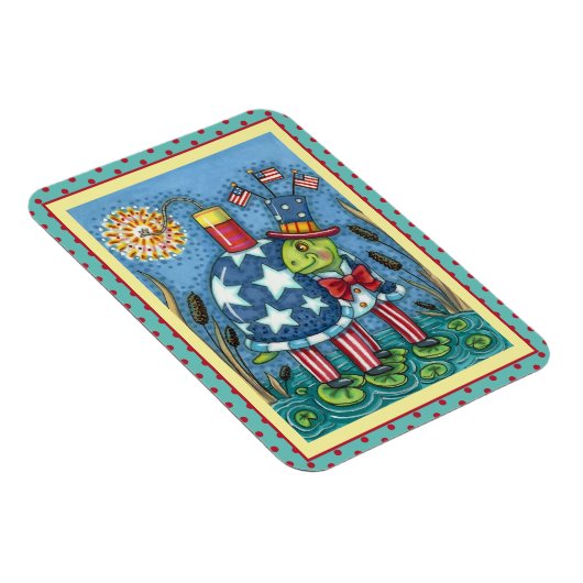 PATRIOTISCHE UNCLE SAM TURTLE, FUNNY FIRECRACKER C MAGNEET (Rechterzijde)
