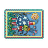 PATRIOTISCHE UNCLE SAM TURTLE, FUNNY FIRECRACKER C MAGNEET (Horizontaal)