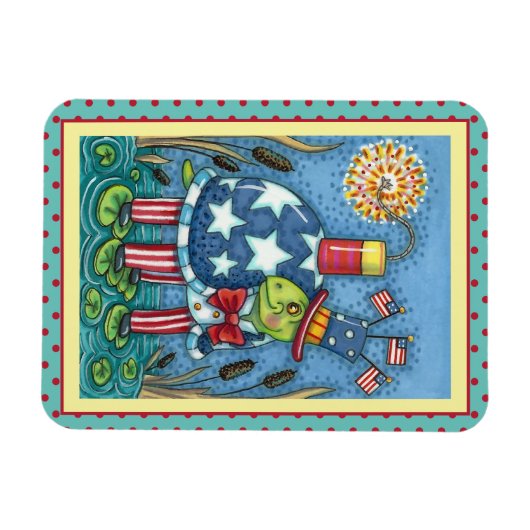 PATRIOTISCHE UNCLE SAM TURTLE, FUNNY FIRECRACKER C MAGNEET (Horizontaal)