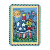 PATRIOTISCHE UNCLE SAM TURTLE, FUNNY FIRECRACKER C MAGNEET (Verticaal)
