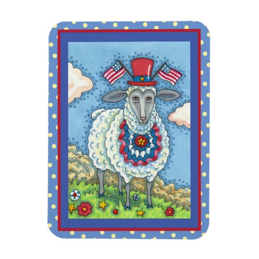 PATRIOTISCHE VIERDE VAN JULY SHEEP, grappige Folk  Magneet (Verticaal)