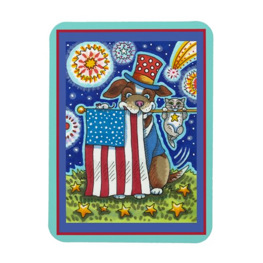 PATRIOTISCHE VLAG PET DOG CAT MOUSE, CUTE FUNNY MAGNEET (Verticaal)