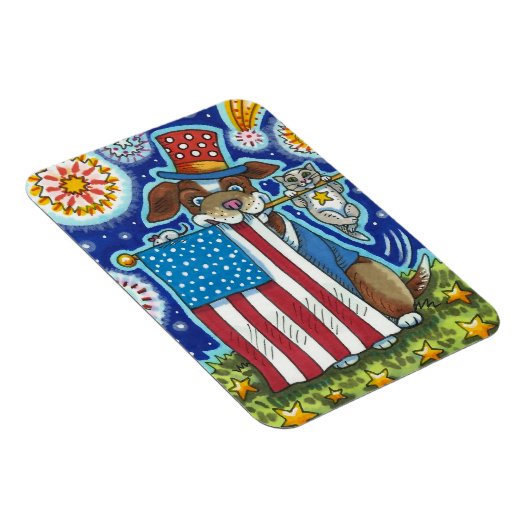 PATRIOTISCHE VLAG PET DOG CAT MOUSE, CUTE FUNNY MAGNEET (Rechterzijde)