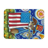 PATRIOTISCHE VLAG PET DOG CAT MOUSE, CUTE FUNNY MAGNEET (Horizontaal)