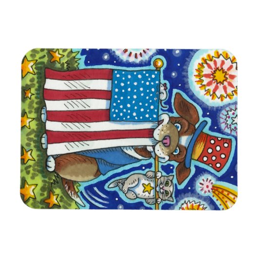 PATRIOTISCHE VLAG PET DOG CAT MOUSE, CUTE FUNNY MAGNEET (Horizontaal)