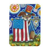 PATRIOTISCHE VLAG PET DOG CAT MOUSE, CUTE FUNNY MAGNEET (Verticaal)