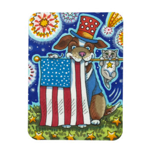 PATRIOTISCHE VLAG PET DOG CAT MOUSE, CUTE FUNNY MAGNEET
