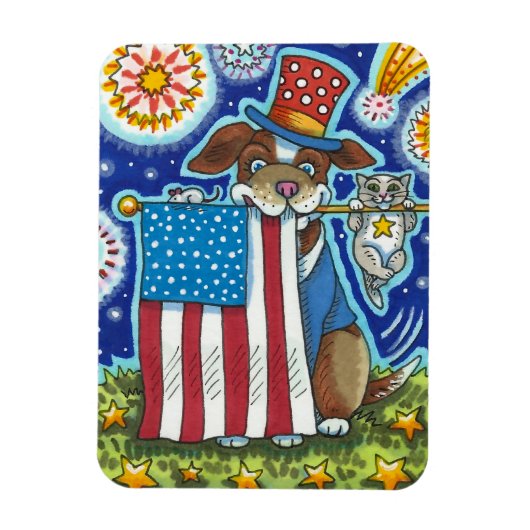 PATRIOTISCHE VLAG PET DOG CAT MOUSE, CUTE FUNNY MAGNEET (Verticaal)