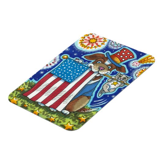 PATRIOTISCHE VLAG PET DOG CAT MOUSE, CUTE FUNNY MAGNEET (Linkerzijde)
