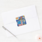 PATRIOTISCHE VLAG PET DOG CAT MOUSE, CUTE FUNNY VIERKANTE STICKER (Envelop)