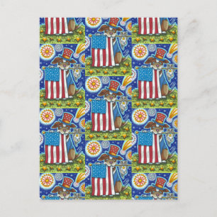 PATRIOTISCHE VLAG-PET-DOG CAT-MUIS, FUNNY CUTE FEESTDAGENKAART