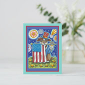 PATRIOTISCHE VLAGVOEDINGSMOUSE, FUNNY CUMENT  FEESTDAGENKAART (Staand voorkant)